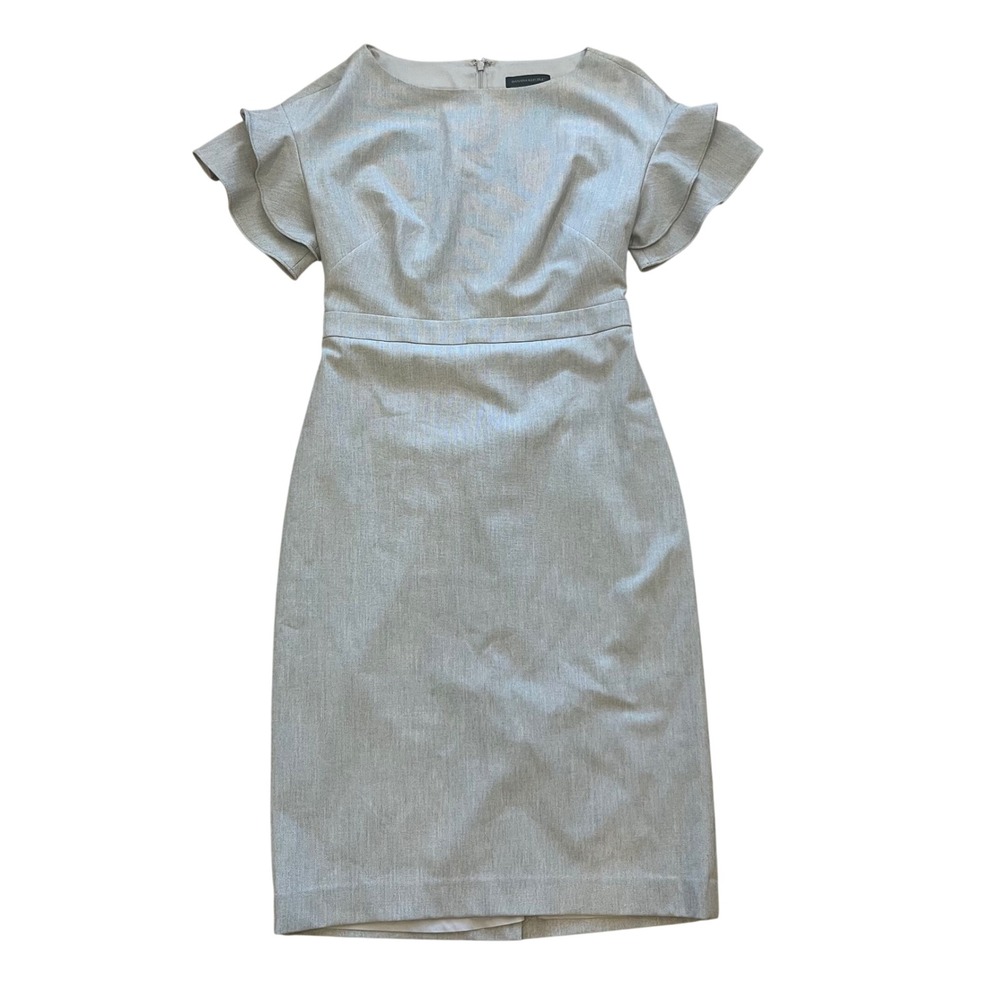 Banana Republic Grey Flutter Sleeve Sheath Dress‎ Textured Career Workwear 10